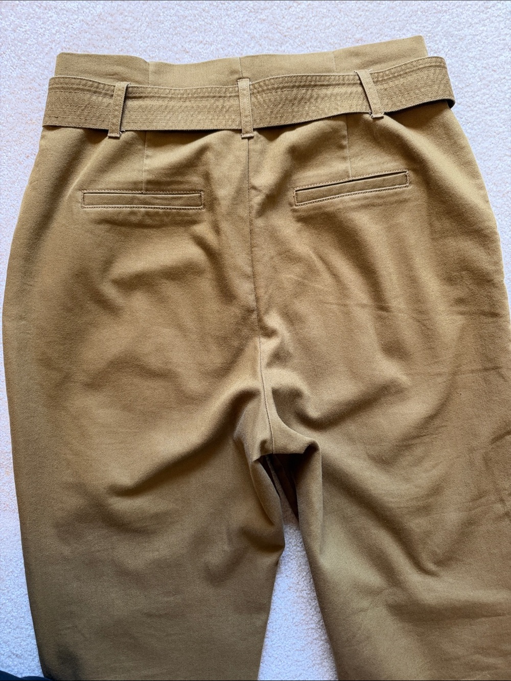 Cinched Waist Paper Bag Trousers Khaki Chinos, Tie Waist - Size 12 A New Day - Picture 8 of 8